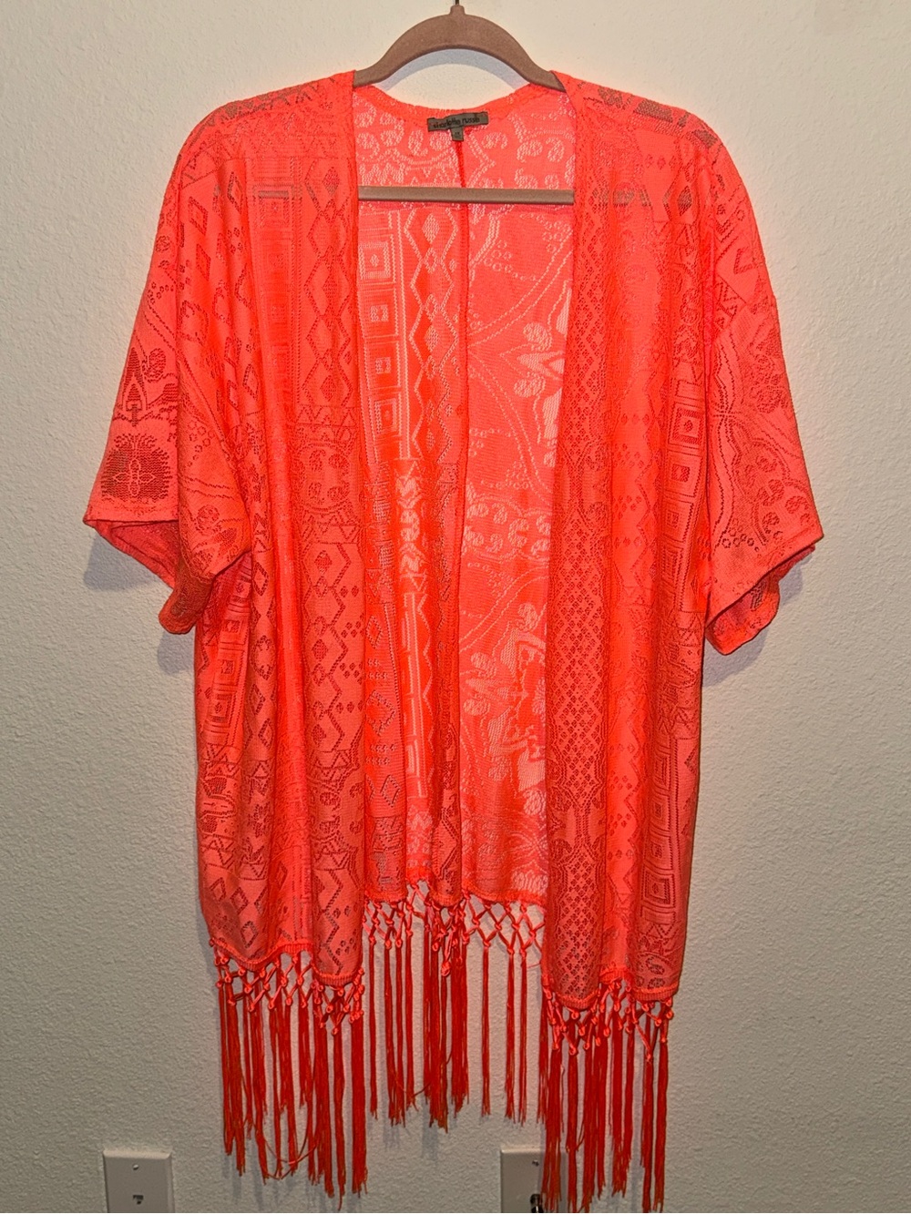 Charlotte Russe Coral Crochet Kimono Top
